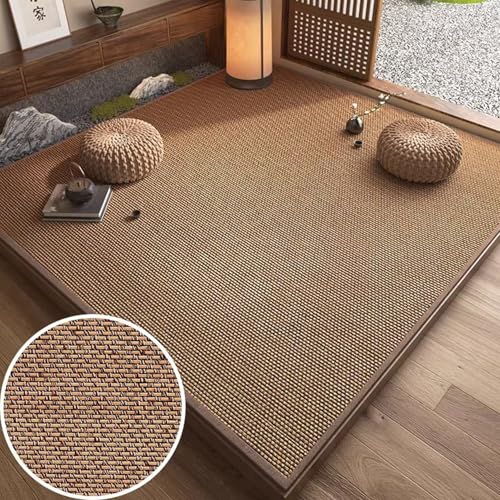 竹製 畳マット 敷きラグ ござ 冷感 和風 竹編み 夏用カーペット マットレス 防湿 コンパクト 収納便利 すべり止め 厚手 フローリング 清潔便利 シンプル リビング ごろ寝 和室 茶室 レトロ 150×50cm