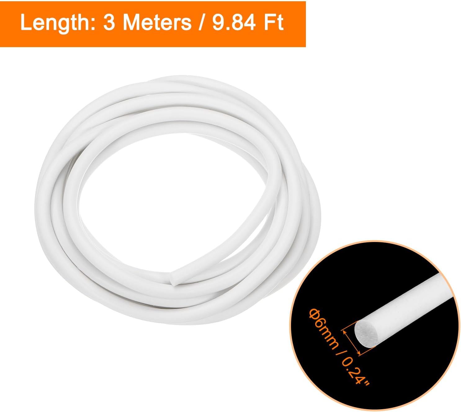 uxcell Silicone Foam Seal Strip, 6mm(0.24") Dia 3 Meters(9.84 Ft) Long Sponge Rubber Weather Seal Strip Round Rubber Cord Solid for Machinery and Industries, White