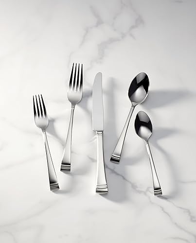 Miniatura 3 de Lenox Federal Platinum - Juego de cubiertos de acero inoxidable de 5 piezas, servicio para 1, color plateado -