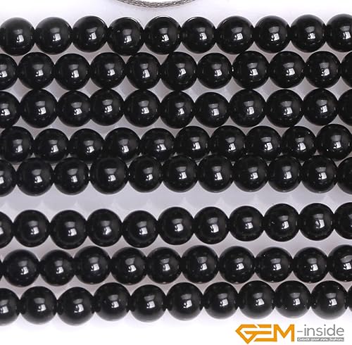 Miniatura 3 de GEM-Inside - Cuentas sueltas de ágata negra de 0.118 pulgadas (0.118 in), cuentas pequeñas redondas, hebras de 125 a 130 piezas para hacer joyas de