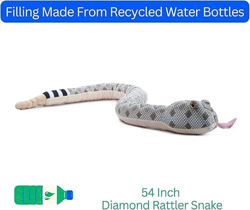 Miniatura 6 de The Petting Zoo Animal de peluche Diamond Rattler, regalos para niños, animales salvajes del zoológico Onez, juguete de peluche de serpiente de 54