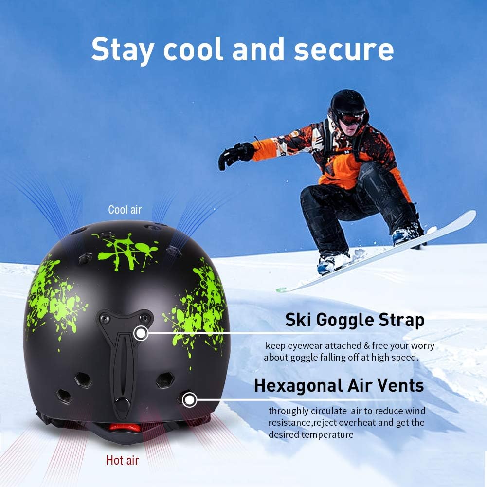 MOON Ski Helmets Men Women Youth, 350g with Chin Care Removable Thickened Earmuffs 11 Vents, for Skiing Skateboarding Snowboarding Winter Extreme Sports : Sports & Outdoors