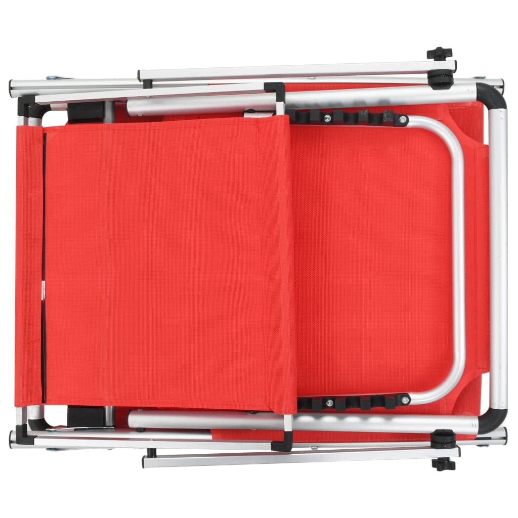 Bussandri Exclusive - Sonnenliegen klappbar mit Dach 2 St. Aluminium und Textil rot