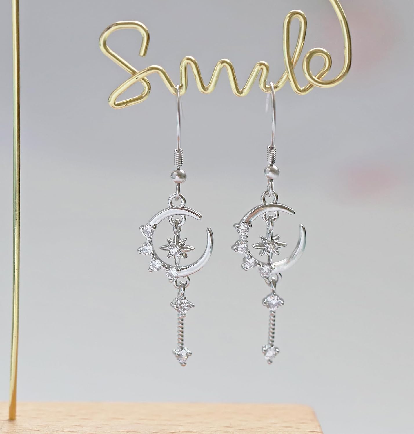 3D Star Drop Earrings for Women with 925 Sterling Silver French Hook Ear Wires,Hypoallergenic Lightweight Dangle Jewelry Gifts for Her - Image 3