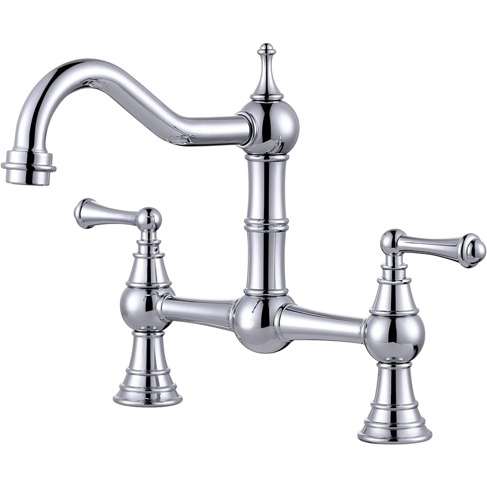 FCXWEVR Brass Kitchen Mixer Tap Bridge Faucet with Side Sprayer for Kitchen Sink Durable Electroplated Finish Easy Installation Modern Design Perfect for Home & Commercial Use