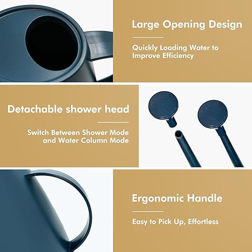 Miniatura 18 de Regadera para plantas de interior y exterior, modernas latas de riego pequeñas con boquilla extraíble, regadera de boquilla larga para plantas Gris