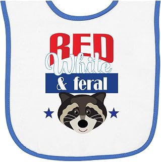 inktastic Raccoon Red White and Feral Patriotic Baby Terry Cloth Bib