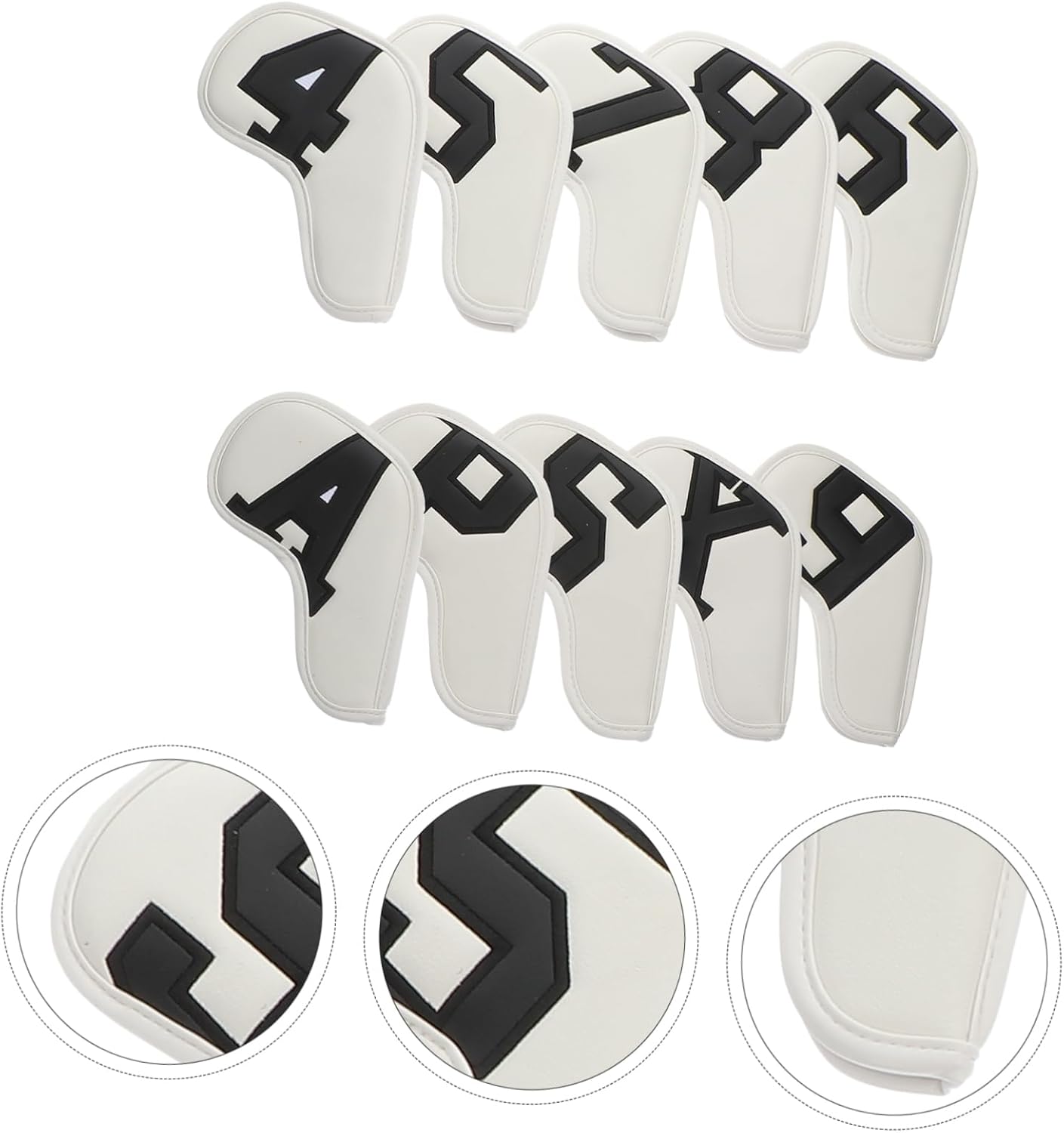 10pcs Golf Iron Covers Head Cover Putter Double Sided Pu Leather Club Caps for Golf Supplies