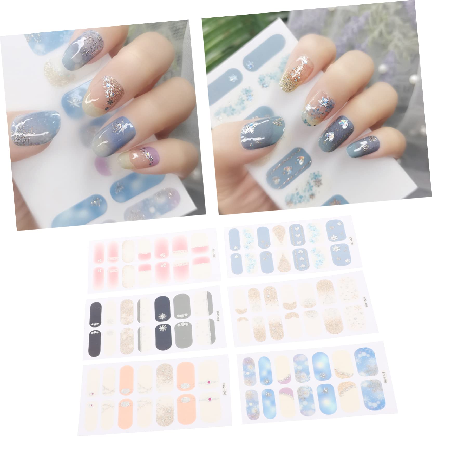 5 Set Adesivi Per Unghie Autoadesivi Decorazioni Per Nail Art Facili Applicare E Rimovibili Per Manicure Te Design Adatti Per Domestico 6 Fogli*5