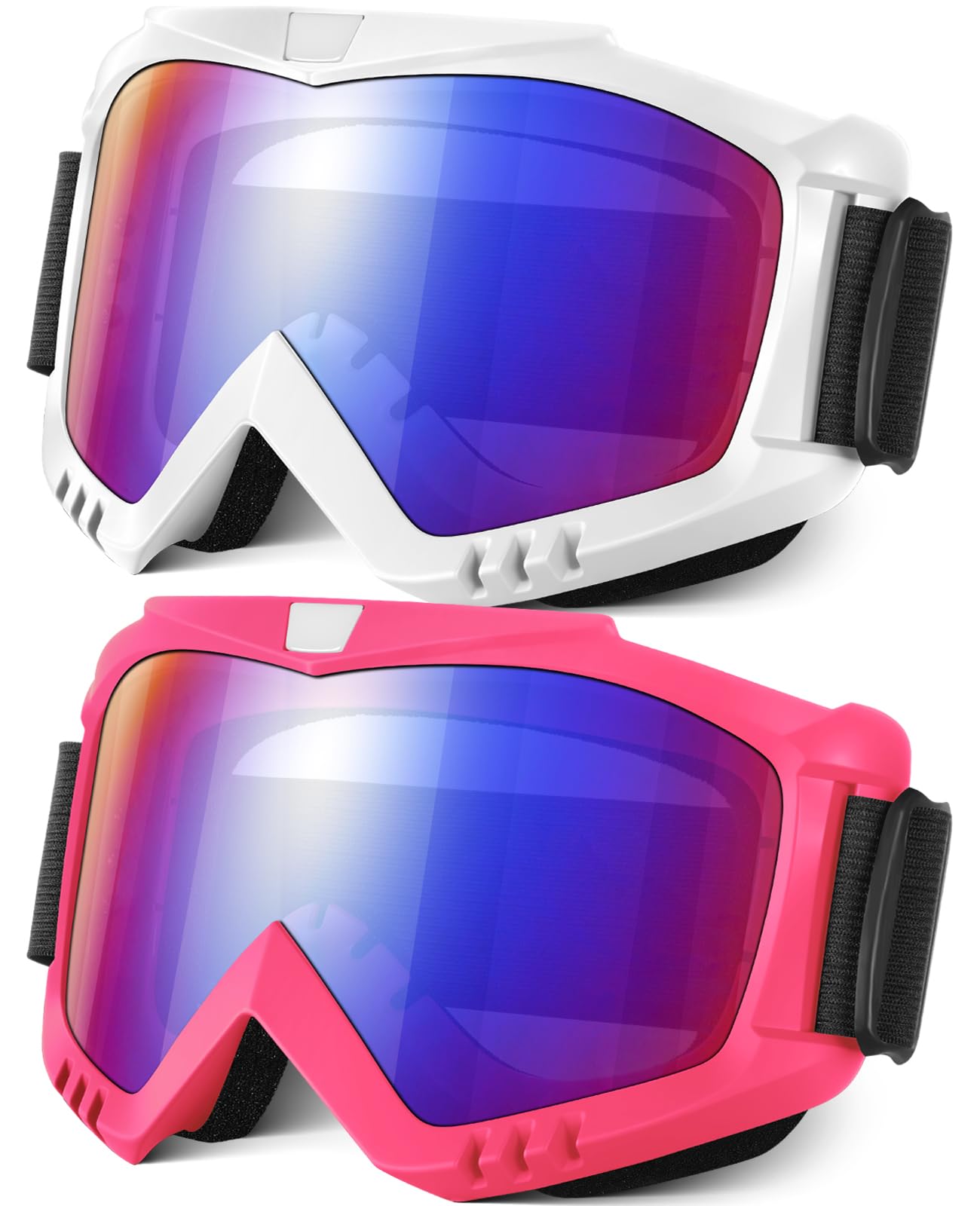 Occhiali da sci da uomo e donna, occhiali da snowboard con protezione UV, anti appannamento, OTG, occhiali da neve per motoslitta, sci, pattinaggio