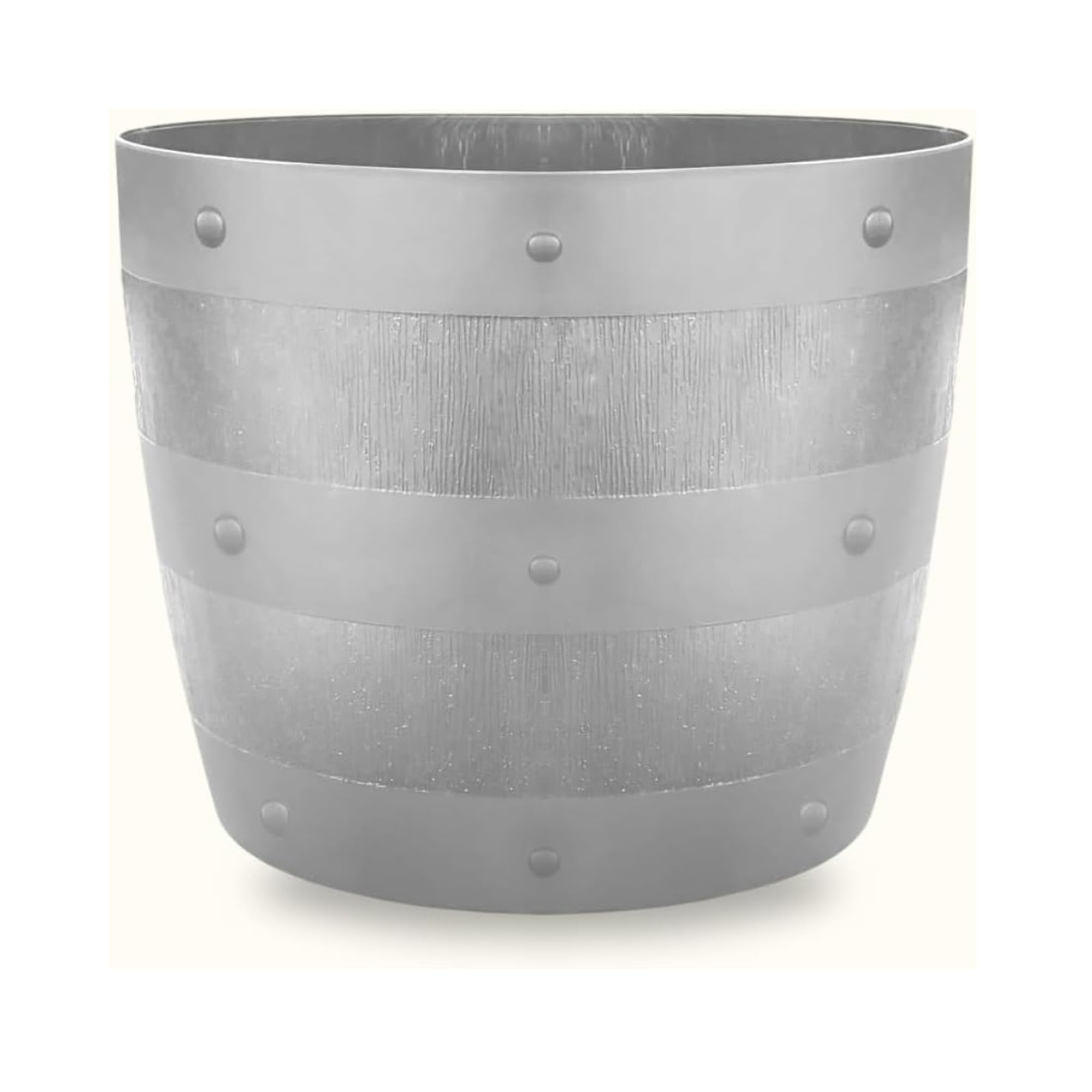 KYY'Z 34cm Whiskey Barrel Planters - Wooden-Effect Plastic Pots for Indoor & Outdoor Flowers, Herbs & Mint, Decorative Indoor-Friendly Design Planters (Grey, 1 Pack)