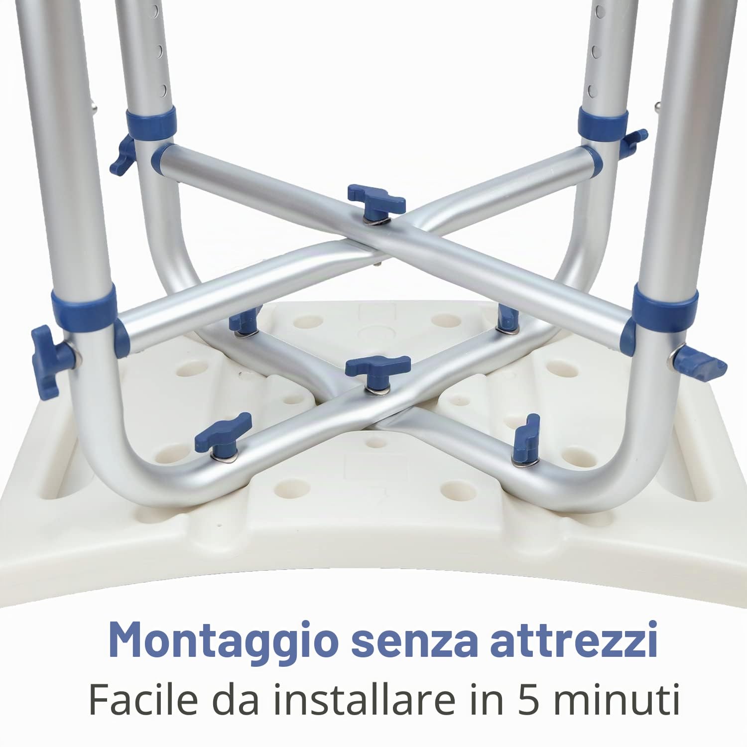 Sgabello da doccia resistente 226,8 kg montaggio senza attrezzi antiscivolo sedia da bagno regolabile in altezza vasca da bagno stretta anziani disabili