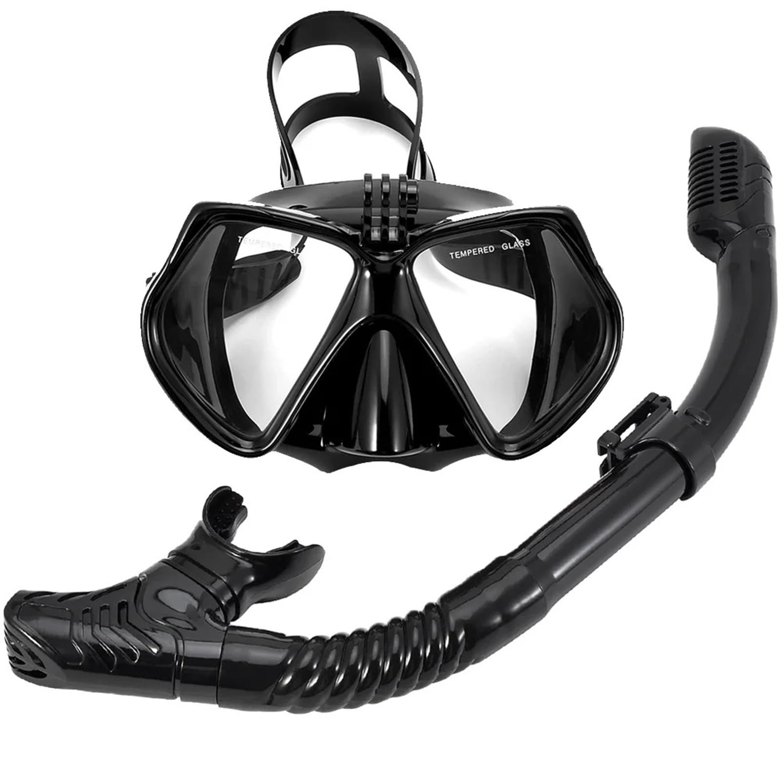 Buceo Máscara de Snorkel Máscara de Buceo con Kit de Snorkel para cámara Deportiva subacuática GoPro, Gafas de natación Profesionales antivaho y secas