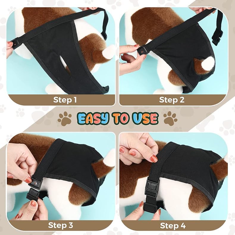 Miniatura 6 de DDFS Bragas sanitarias para perros hembra, (2 pantalones reutilizables para perros con 6 pañales), pañales lavables para perros de malla