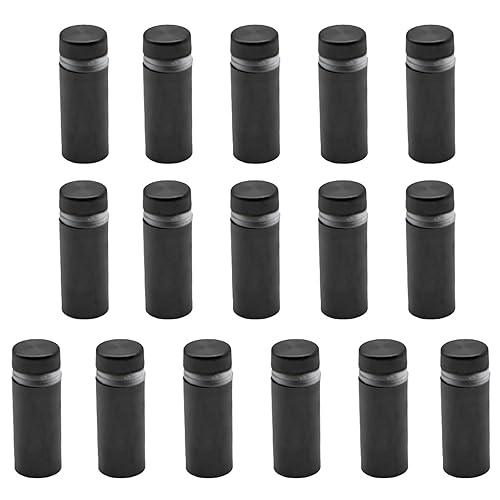 TAIFAM 16 piezas de tornillos de separación de acero inoxidable negros de 12 x 1 pulgada, letreros de pared, hardware de montaje, publicidad de