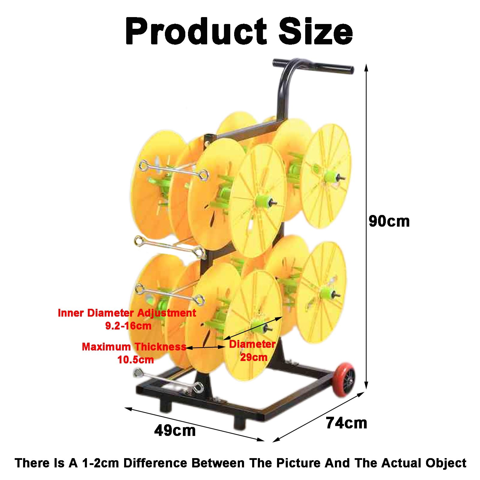 Wheeled Spool Holder, Rolled Wire/Cable Dispenser Heavy Duty Conduit Display And Storage For Industrial Workplace Nylon Accessory Holder(8-volumes)