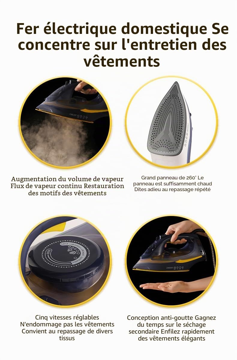 Korons Fer à Repasser Vapeur, 2400W, récipient de 350 ml, Anti-Gouttes (Violet Foncé)