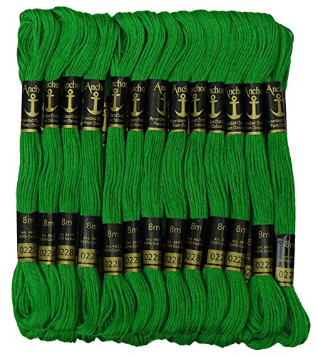 IBA Indianbeautifulart 25 x Anchor Cross Stitch Hand Embroidery Floss Stranded Cotton Thread Skeins-Green