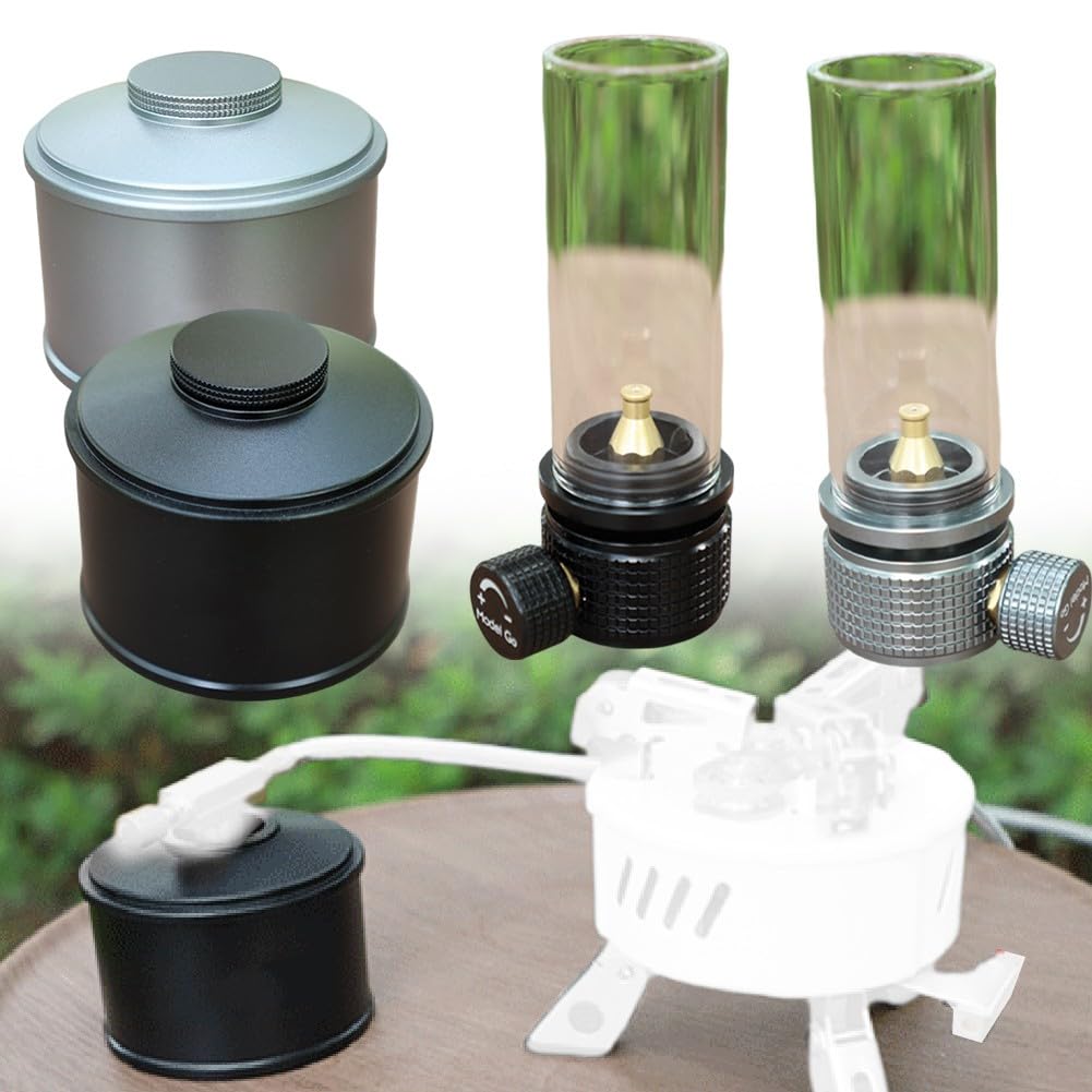 EasyByMall Lanterna a gas per campeggio, lampada a gas portatile per esterni, con contenitore da 100 g, valvola in rame e design a fiamma stabile, per escursionismo, illuminazione tenda