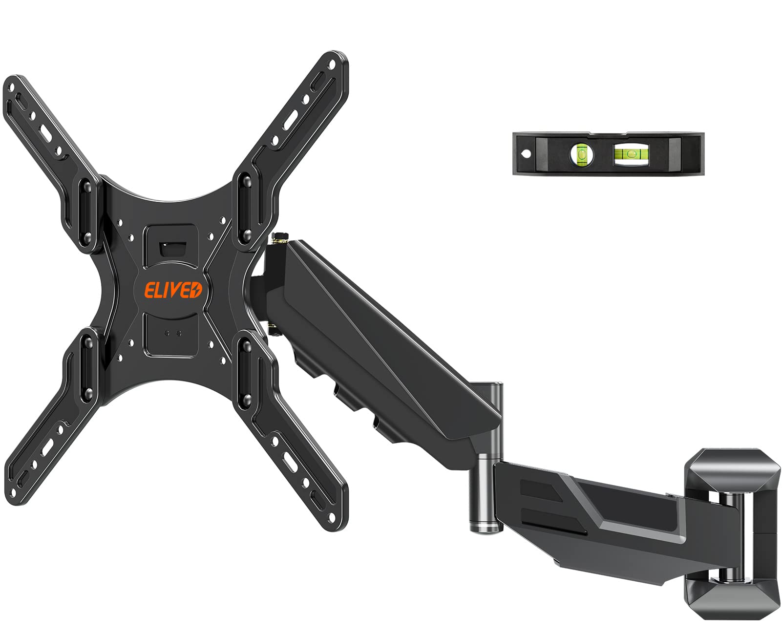 ELIVED TV Monitor Wall Mount, Full Motion Swivel and Tilt TV Mount with Gas Spring Arms, Height Adjustable TV Mount for 23-55 Inch TVs, Corner Single Stud TV Bracket Fits Max VESA 400x400mm, 66lbs.