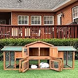 Hanover HANRH0105-CDR Outdoor Wooden Elevated Rabbit Hutch with Ramp, Cedar