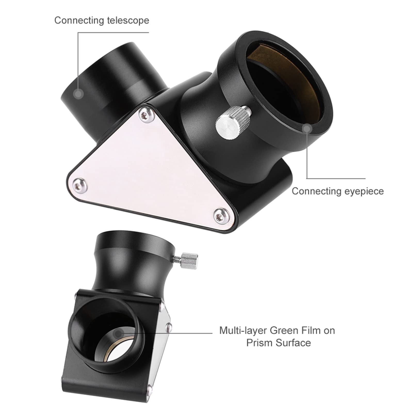 Pongnas Espejo Dieléctrico Diagonal de 0,25 Pulgadas y 90 Grados para Telescopio – Aleación de Aluminio y Acero Inoxidable