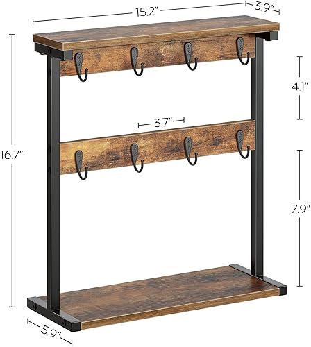 Miniatura 9 de Lazy Susan SR22BR-MH43BR - Organizador y soporte para tazas de café, estante giratorio para especias de 2 niveles con base de almacenamiento,