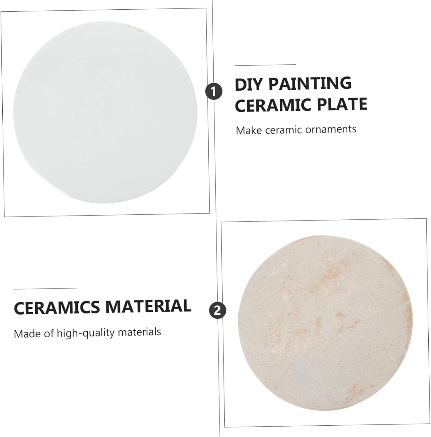 Veemoon White Ceramic Painting Plate Ready to Paint Porcelain Round Tile for Adults