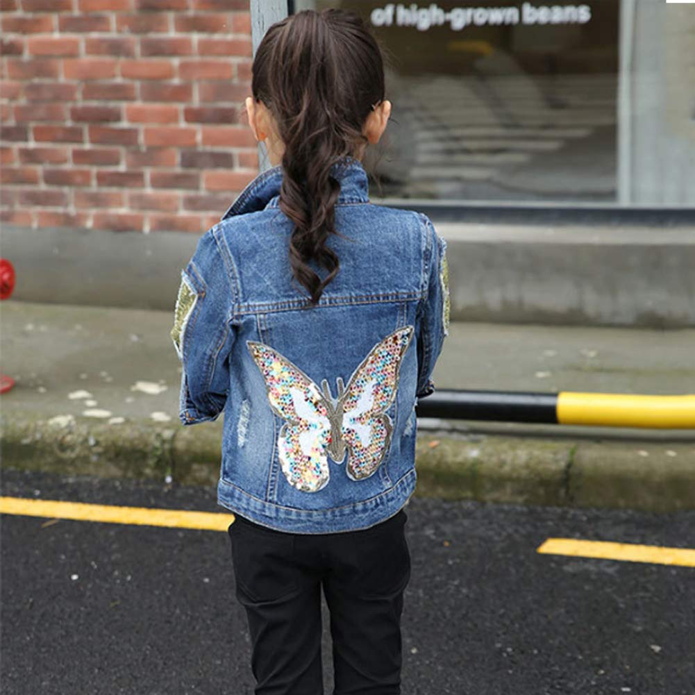 Chaqueta Vaquera Niñas Mezclilla Jacke De Manga Larga Moda Chaqueta Denim Primavera Otoño con Perla