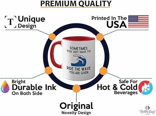 Miniatura 2 de Surfing Two Tone Red Edition Coffee Mug 11oz - Ride the wave - Surfing Enthusiast Gifts Water Sport Surfboard Athletics Hobby Beach Sea Windsurf Wave