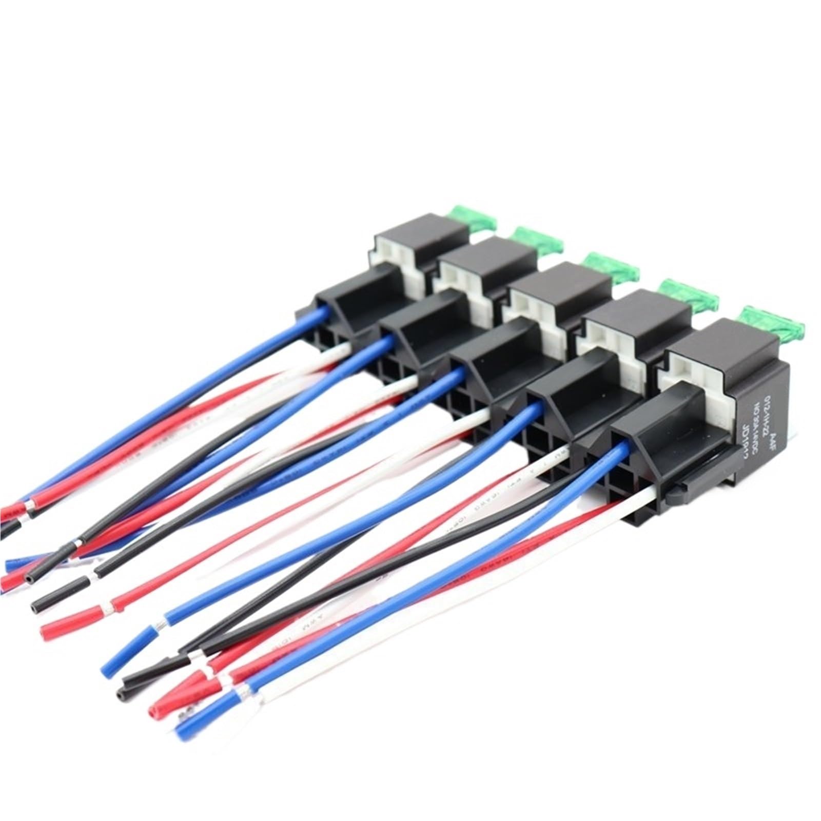Relé de placa de seguridad de 5 piezas, relé automotriz impermeable con arnés de cableado, relé de fusible for automóvil de 12 V 30 A, terminal de cobre, relé automático JD2912(5 Pin 12V with base)
