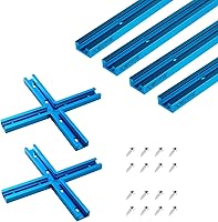 Vista 11 de POWERTEC 71169 Pista en T universal de 48 pulgadas con 2 abrazaderas de sujeción, azul anodizado