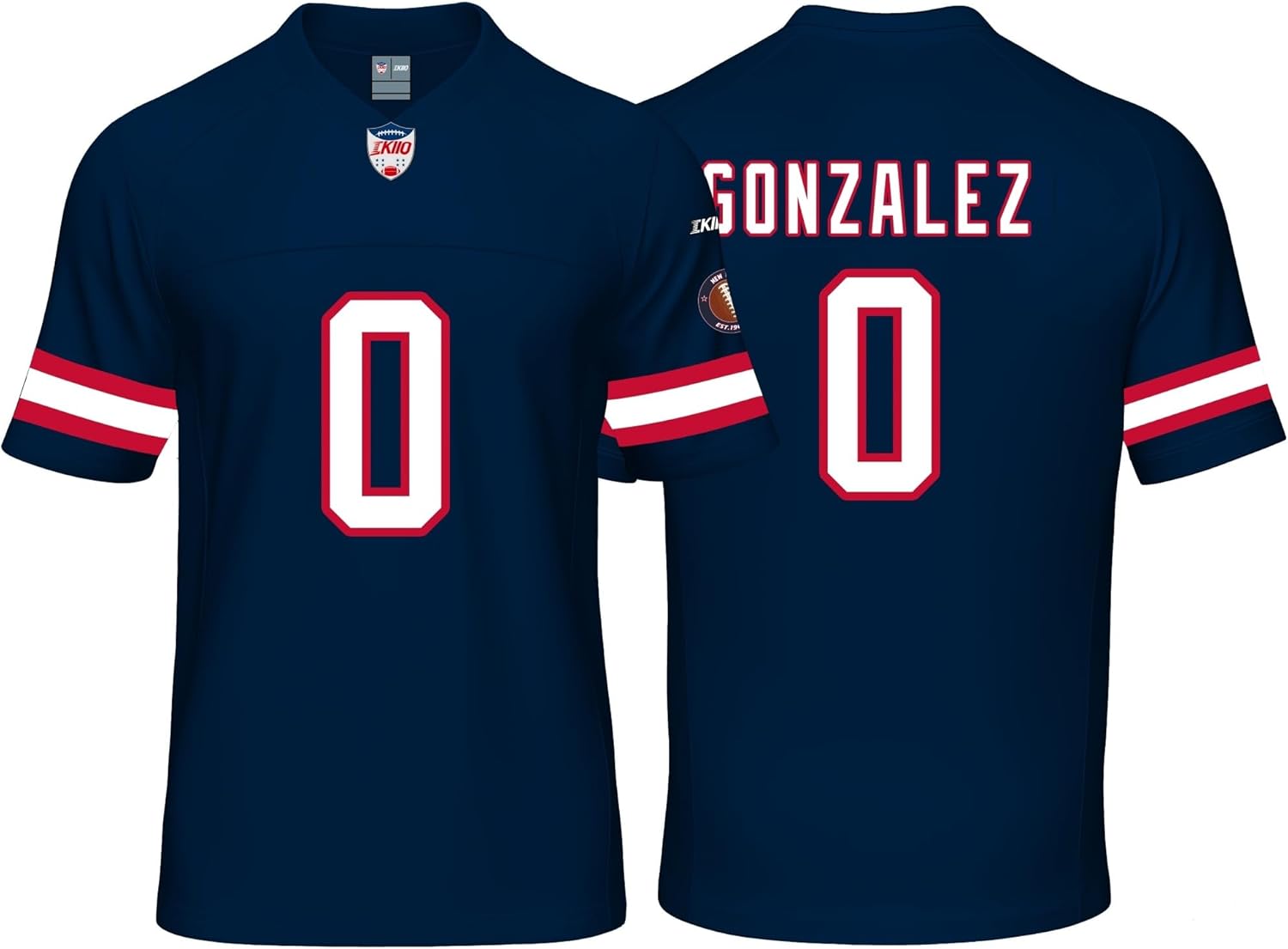 Custom Mens/Youth Football Stitched T-Shirt for Sports Fan Navy No Brand/Logos