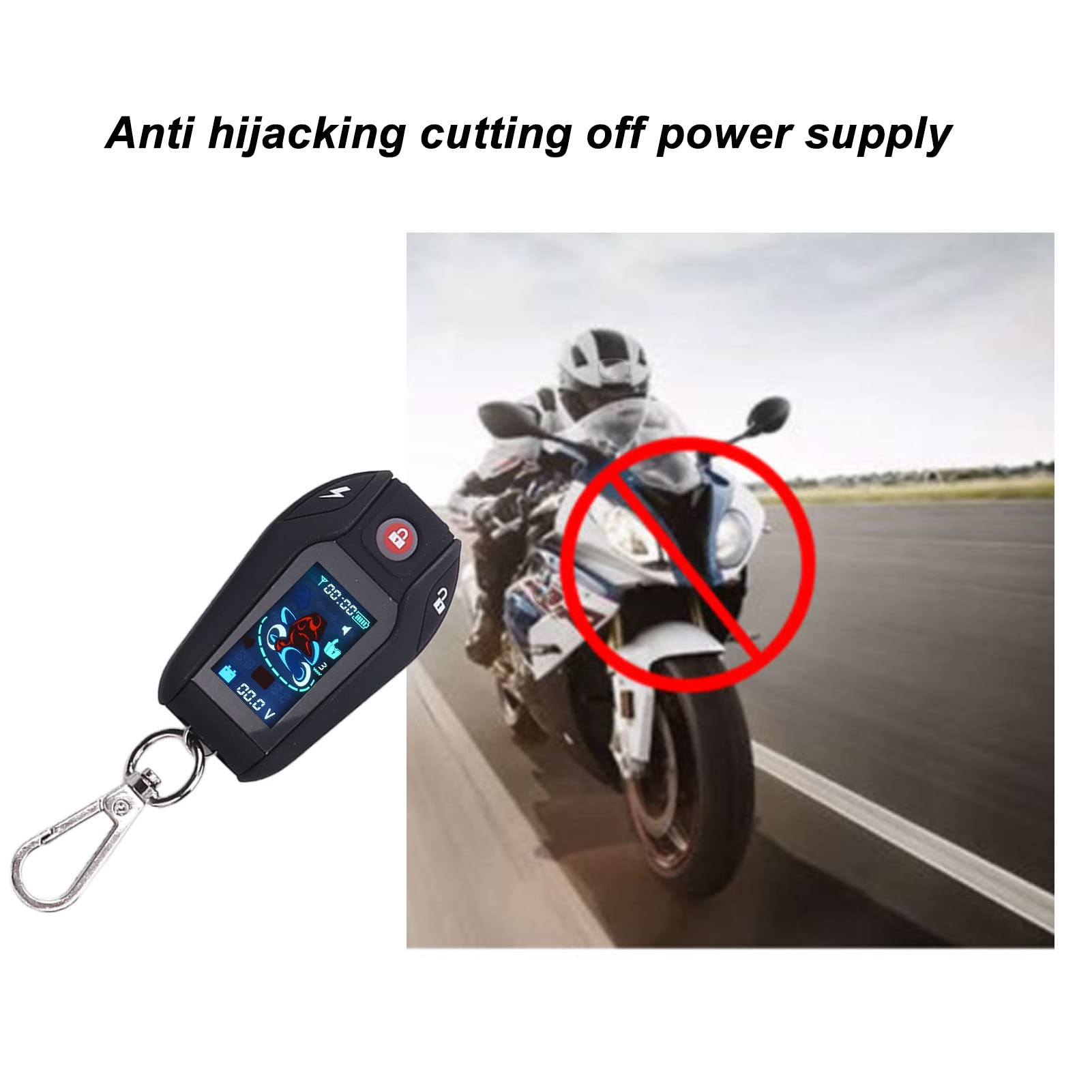 Motorrad-Diebstahlsicherungskit Fernbedienung Multifunktions 12V PKE-Erkennung LCD-Display 2-Wege-Motorrad-Alarmanlage Lauter Ton für ATV-Fahrzeug (Schwarzes Gehäuse mit Reifendruckkontrollsensor)