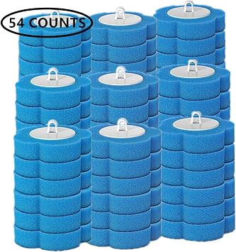 54 Counts Toilet Brush Disposable Refills, Cleaning Bowl Wand Bathroom Cleaner Refill Heads54pcs Blue Ocean Refills