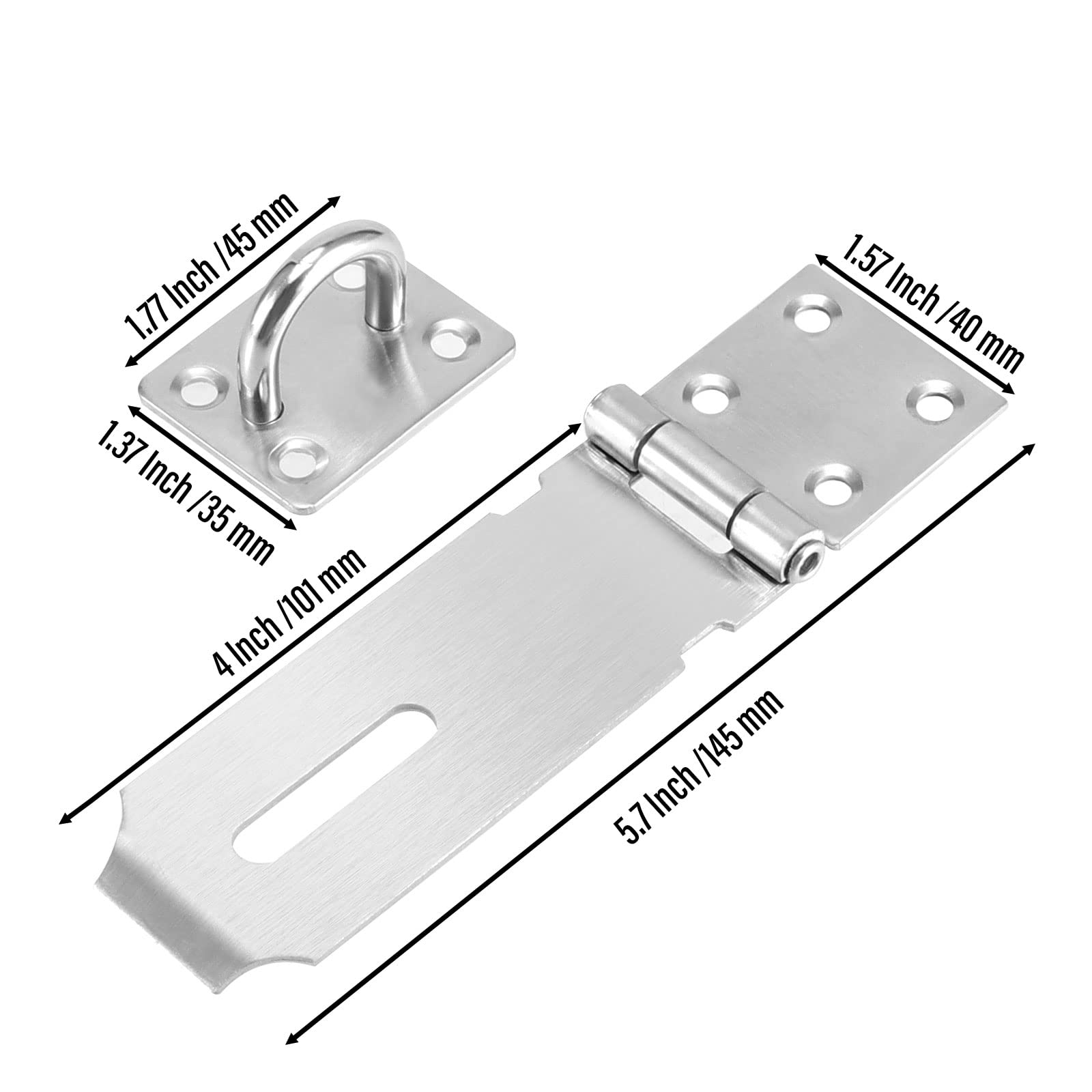 SINJEUN Lot de 8 loquets de porte de 10,2 cm, 2 mm d'épaisseur, en acier inoxydable 201, loquet de sécurité avec 48 vis de montage pour porte, fenêtre, armoire, abri de jardin, cage d'abri de jardin,