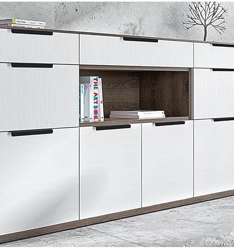 GSHUR 4 Stück Möbelgriffe Versteckter Türgriff Schrankgriffe Aluminium Schubladengriff Versteckter Griffe Unsichtbare Möbelgriffe Küchengriffe - Schwarz, 8cm(Rechtwinklige Kante