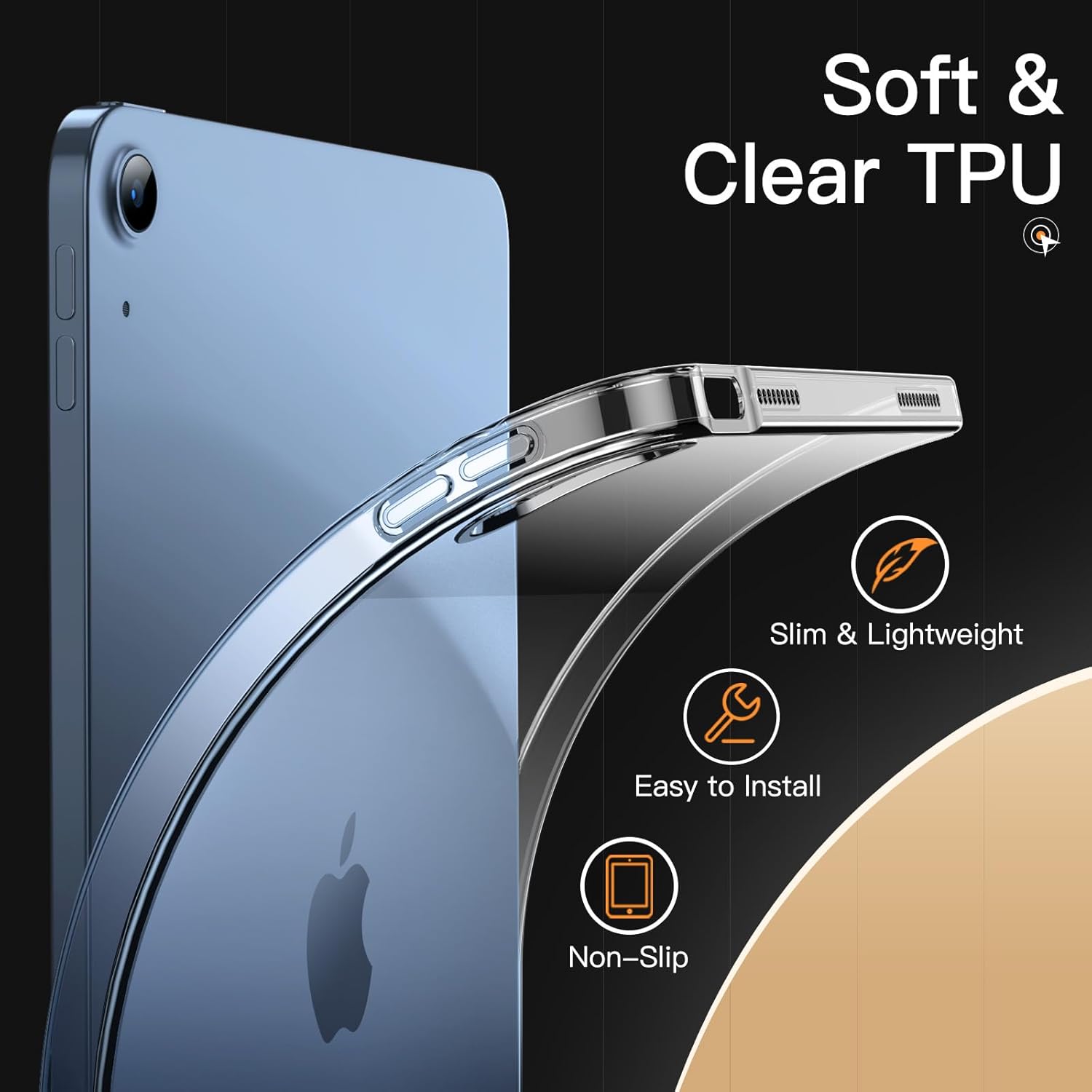 JETech for iPad (A16) 11th/10th Generation (2025/2022) Privacy Screen Protector and Soft TPU Case Bundle