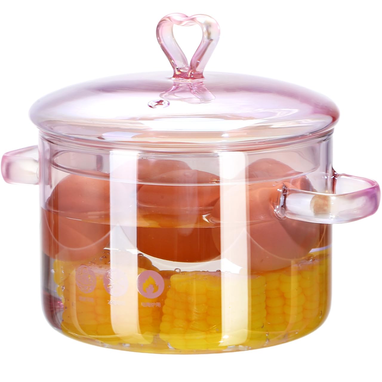 ERINGOGO Olla de cristal con tapa, 1,5 L, con doble mango, de vidrio de borosilicato de alta calidad, para sopas, guisos, ramen y alimentos para bebés, 6,7 x 5,9 x 5,9 pulgadas