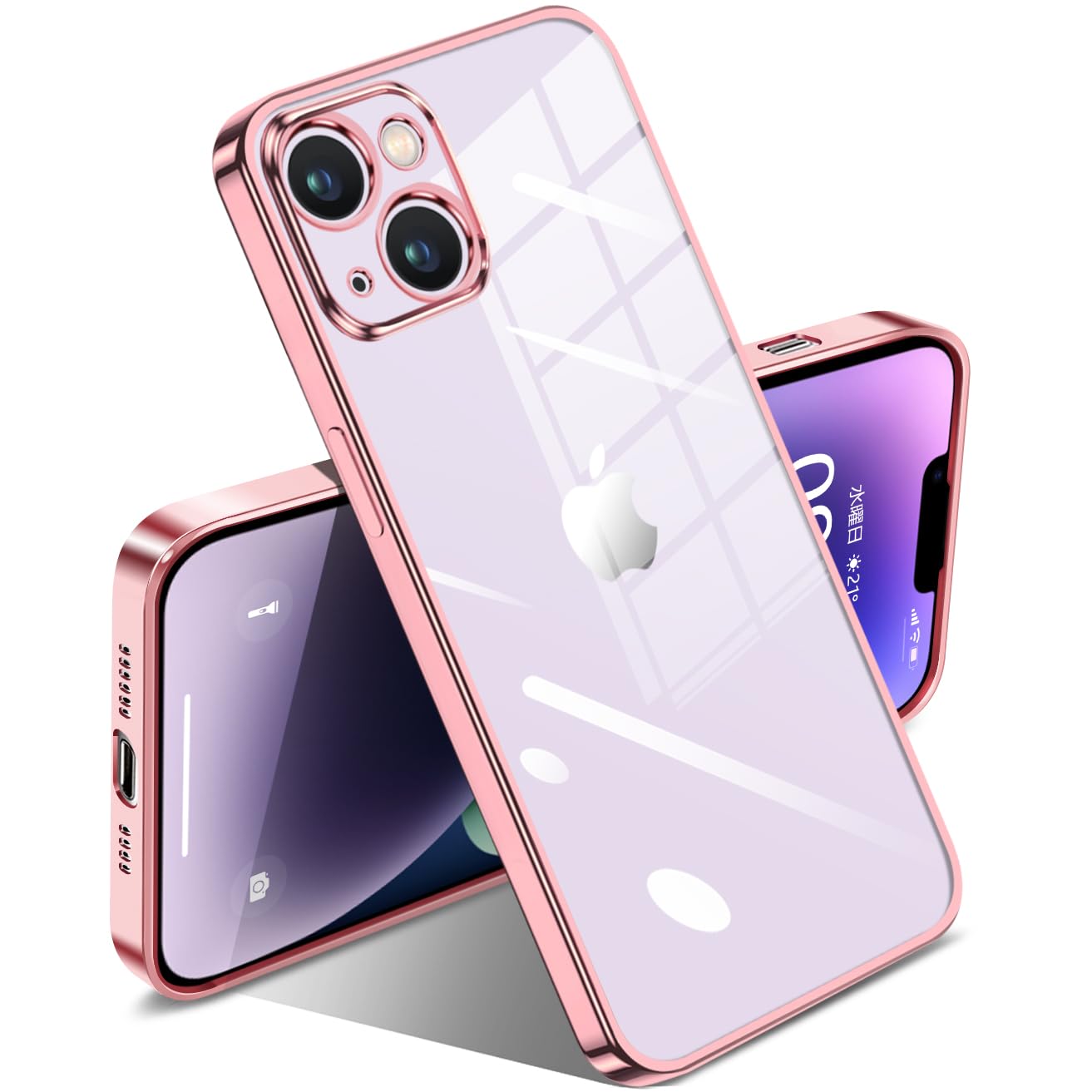 クリア ケース iPhone 14 Plus用 黄変しない透明カバー ゴールド クリア ケース iPhone 14 Plus用 黄変しない透明カバー ゴールド