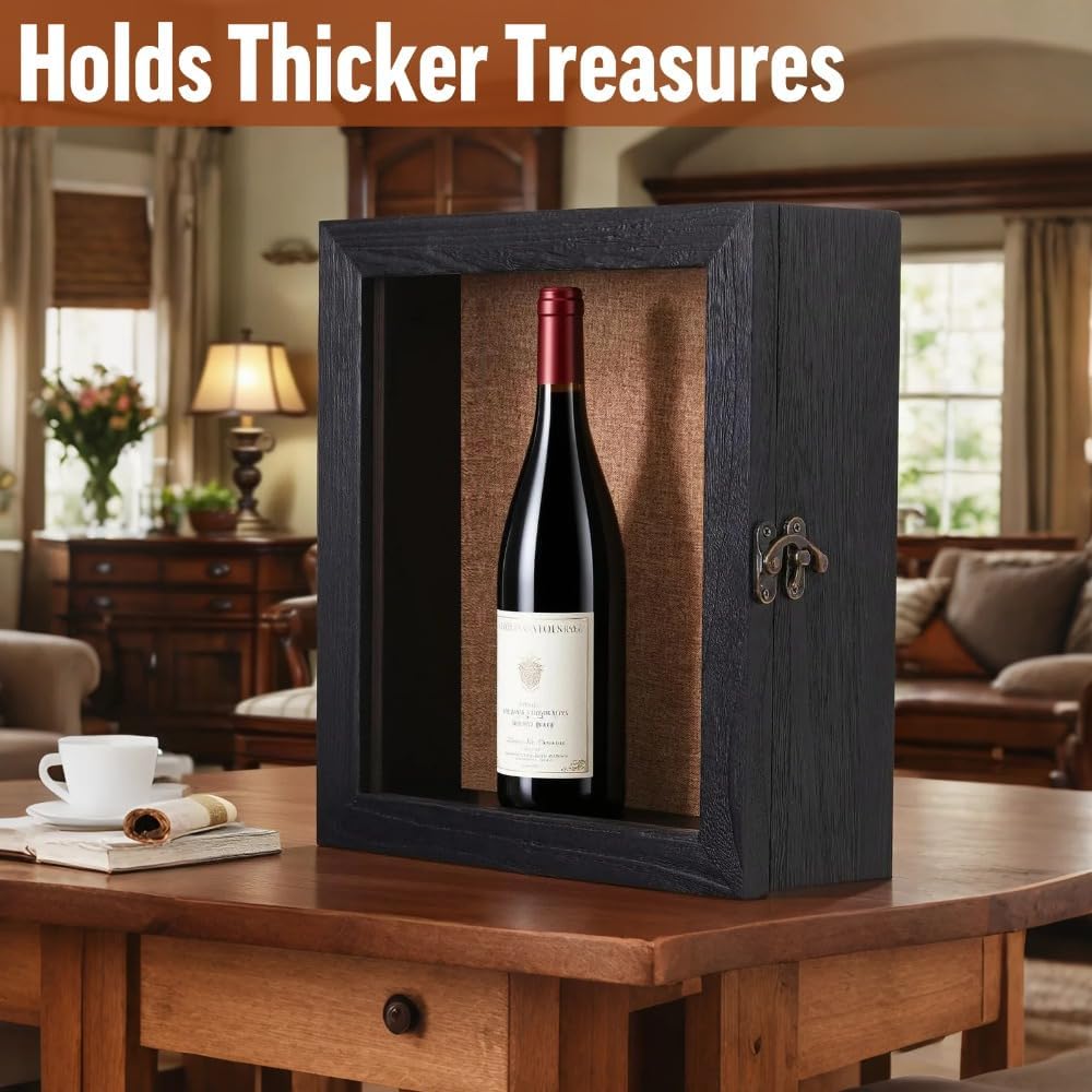 15x15x4 Shadow Box, Exterior Depth 4in Extra Deep Shadow Box Frame for Pictures, Photos and Keepsake(Black)