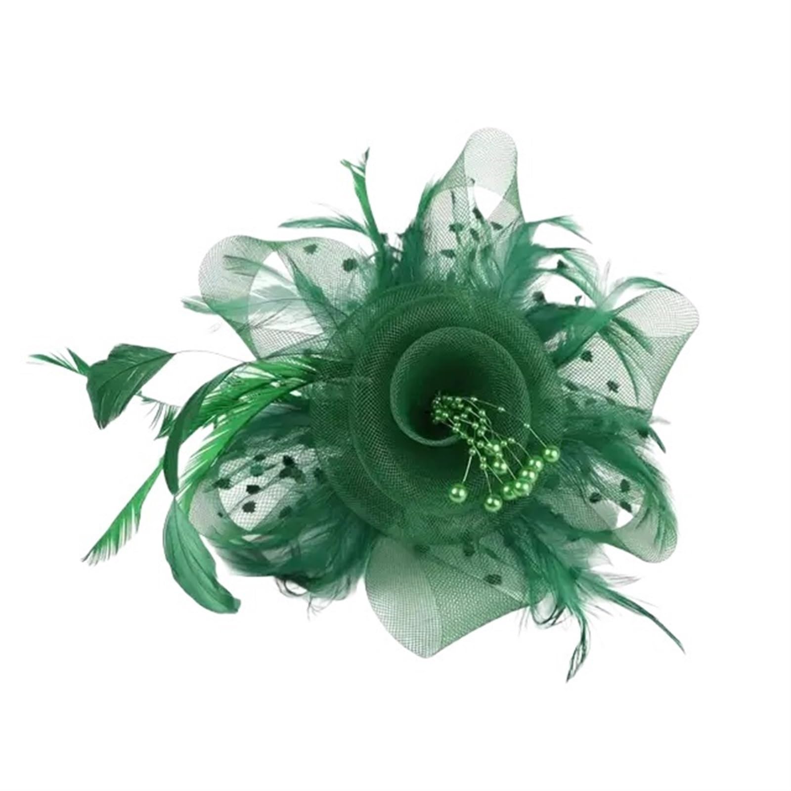 UALXPAO Wedding Hats Net Feather Fascinator Hat Headband Clip Fascinators for Tea Party,Weddings(Green)