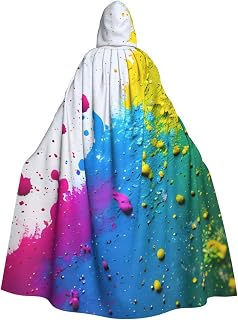 Paint Splatter Backdrop Print Halloween Costume Cape For All,Oversized Cosplay Adult Hooded Cloak For Parties,Masquerades