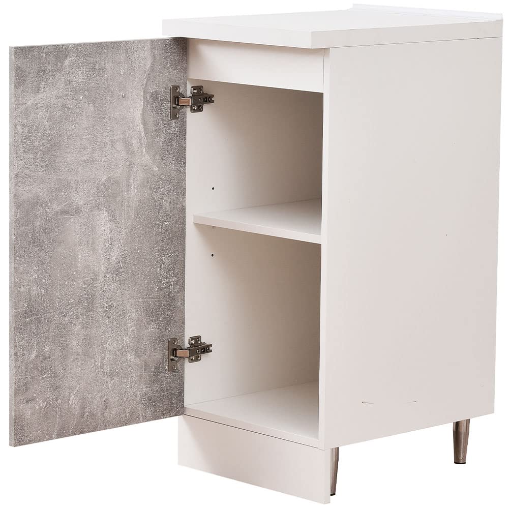 Shally Dogan Mobile Base per Cucina con Anta Singola e Due Scomparti, Mobiletto con Struttura in Legno Robusta e Resistente, Colore Grigio Cemento, Mobile Componibile Dimensioni 40 x 50 x 85H cm