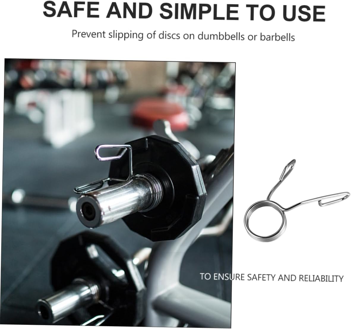 KICHOUSE 2pcs Fitness Barbell Clips Spring Clamp Collars Weightlifting Clamps Steel Collar Clips for Home Gym Exercises