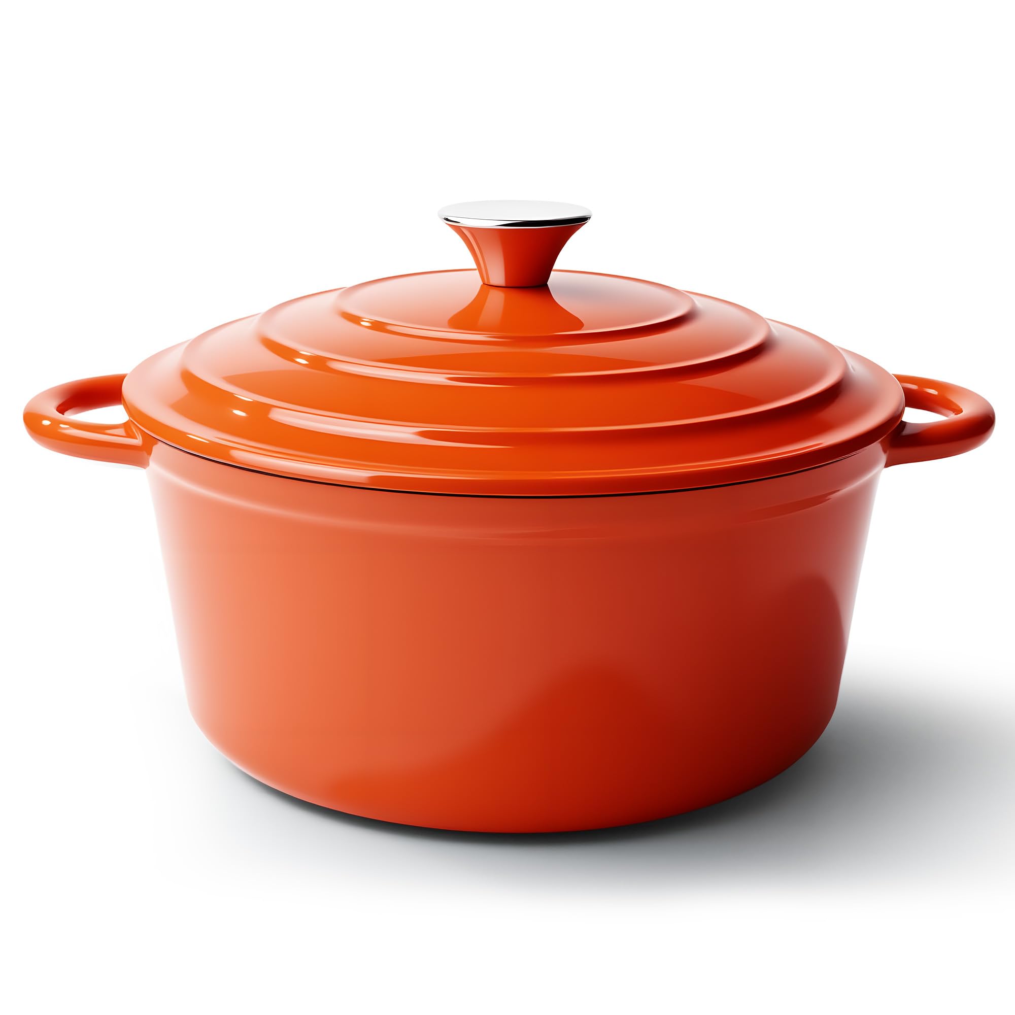 Olla holandesa de 4.5 cuartos de galón con tapa, horno holandés de hierro fundido esmaltado antiadherente para hornear pan, resistente, apto para horno hasta 260 °C para hornear, estofar, guisar, asar