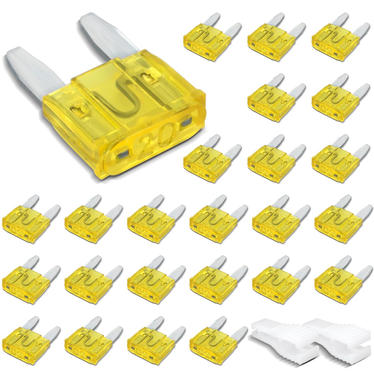 25 Piezas Fusible Mini, Fusible Plano 10A con 2 Clips de Plástico para Coche, Camión y Moto — view 29