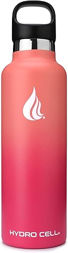 Miniatura 2 de HYDRO CELL Botella de agua de acero inoxidable con sorbete y 2 tapas estándar de boca (32 onzas, 24 onzas, 20 onzas, 16 onzas), mantiene los