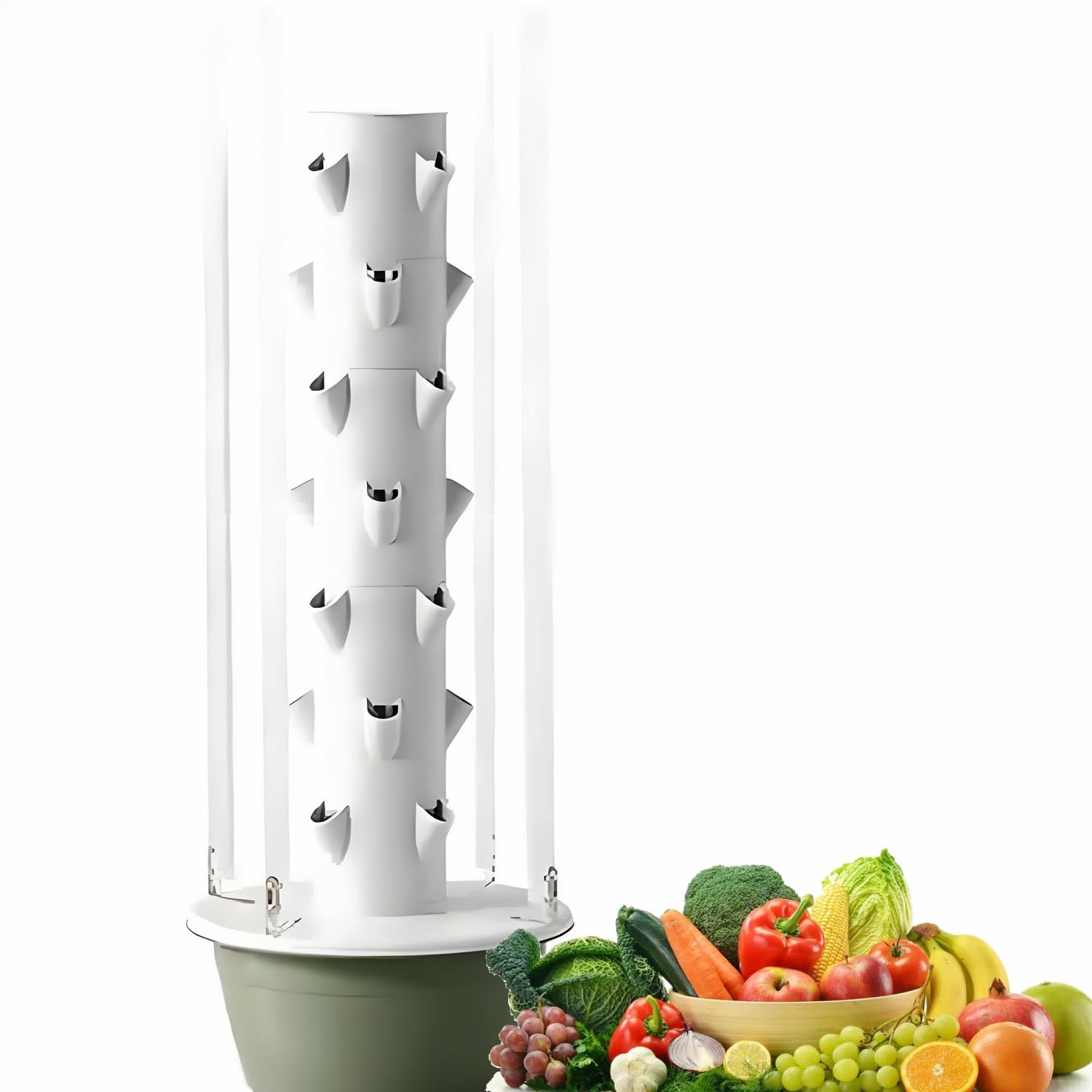 CelyToe Vertical Aeroponic Tower Indoor Herb Garden With Movable Tank, Led Grow Lights,Hydroponic Tower, Smart Home Hydroponics System For Flowers, Salads, Vegetables 5layers