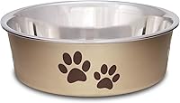 Loving Pets Bella Stainless Steel Dog Bowl - Spill-Proof No-Skid Small Bowl for Dogs 10-20 lbs & Cats (Champagne)